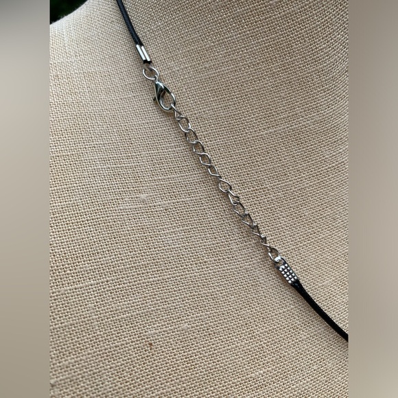 Handmade Obsidian Teardrop Stone Amulet with Pentagram Star and Moon Charm - Picture 5 of 7